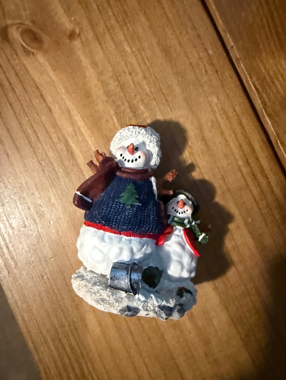 Festive Snowman Figurine with Child Snowman Decoration